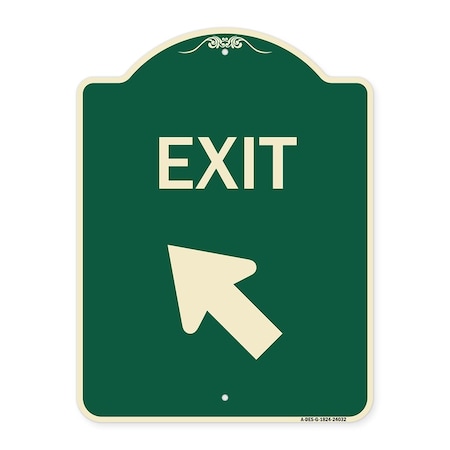 Signmission Exit Exit with Left Arrow Heavy-Gauge Aluminum Architectural Sign, 24" H, 18" L, G-1824-24032 A-DES-G-1824-24032